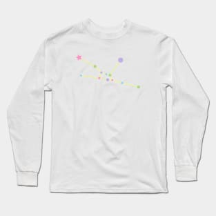 Taurus Zodiac Constellation in Rainbow Pastels Long Sleeve T-Shirt